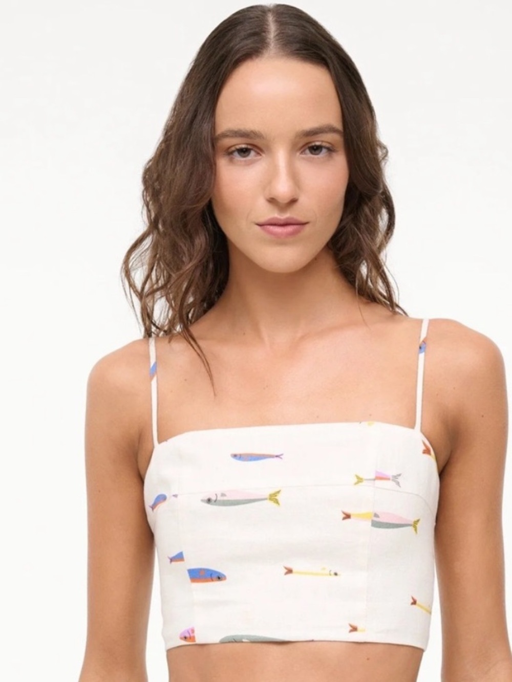NWT • STAUD Federico linen top in pop sardines - size medium